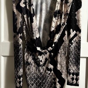 Missguided+ Black and Cream Snake Print Mini Dress